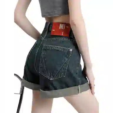 北极绒 简约舒适百搭高腰时尚牛仔短裤 女款