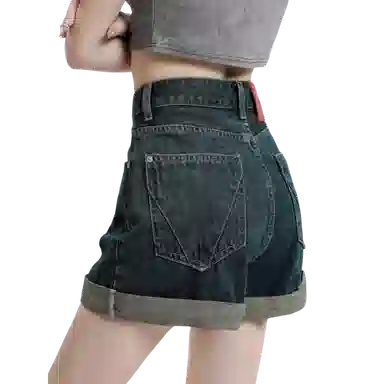 北极绒 简约舒适百搭高腰时尚牛仔短裤 女款