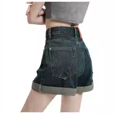 北极绒 简约舒适百搭高腰时尚牛仔短裤 女款