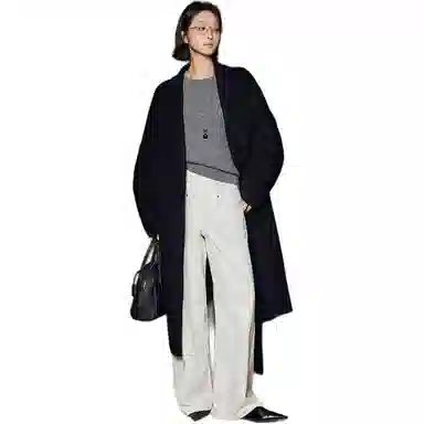 美洋 绵羊毛一粒扣腰带大衣 女款