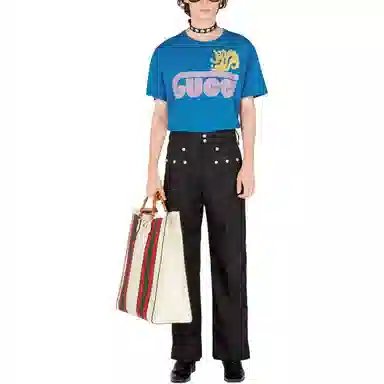 Gucci FW22 Logo Print T-Shirt Blue