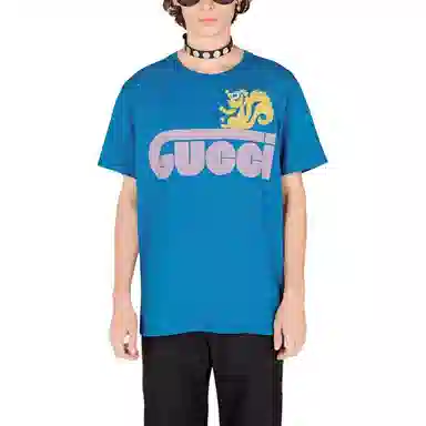 Gucci FW22 Logo Print T-Shirt Blue