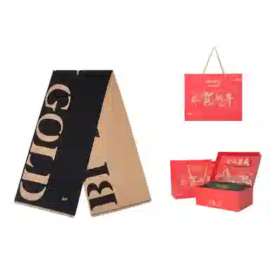 高梵 黑金高定保暖加厚 绒线围巾 男女同款情侣款 黑色