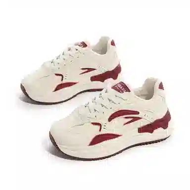 Babaduck Retro Dad Shoes White Wine Red