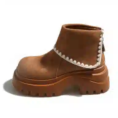 小鹿米利 小个子松糕底增高马丁靴编织复古短筒百搭 短靴 女