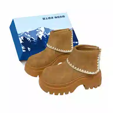 小鹿米利 小个子松糕底增高马丁靴编织复古短筒百搭 短靴 女