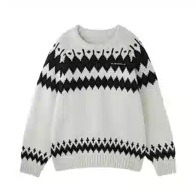 BJHG Reckless Loose Yarn Fair Isle Raglan Sleeve Sweater