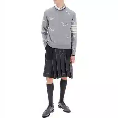 THOM BROWNE Wool 4-Bar Hector Pullover