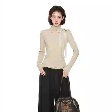 柏黛妃 清新简约百搭清新时尚短款修身长袖针织衫 女款