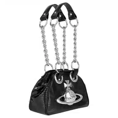 Vivienne Westwood Archive Leather Shoulder Bag Black