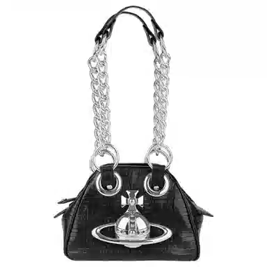 Vivienne Westwood Archive Leather Shoulder Bag Black