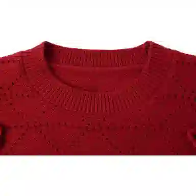 曲韩 圆领立体花朵百搭毛衣 女款