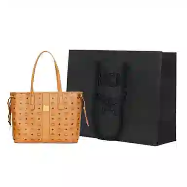 MCM Liz Visetos Tote Bag Medium Cognac