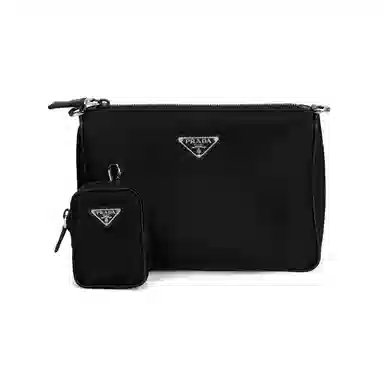 Prada Hobo Nylon Messenger Bag Black