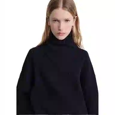 TOTEME FW23 Ribbed Turtleneck Sweater Navy