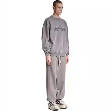 xVESSEL Retro Letter Print Crewneck Sweatshirt Grey