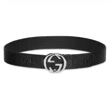GUCCI Logo Print Belt Black 4CM