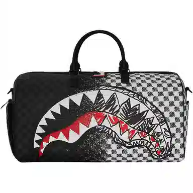 SPRAYGROUND Shark Mouth Graffiti Checkerboard PVC Bag