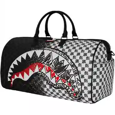 SPRAYGROUND Shark Mouth Graffiti Checkerboard PVC Bag