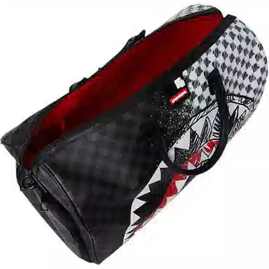 SPRAYGROUND Shark Mouth Graffiti Checkerboard PVC Bag