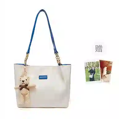 红蜻蜓 学院风撞色 小众高级感百搭实用上学通勤 牛皮 手提包单肩包 常规 女款 米白色