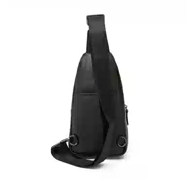 老人头 商务通勤轻便出行单肩斜挎包 头层牛皮 胸包 男款 黑色