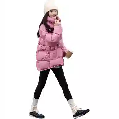 【dme】 时尚休闲纯色连帽简约舒适长袖羽绒服 女款 玫红