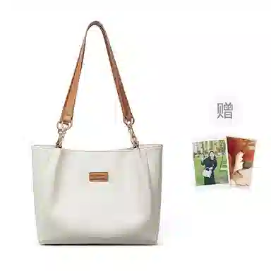 红蜻蜓 学院风撞色 小众高级感百搭实用上学通勤 牛皮 手提包单肩包 常规 女款 米白色