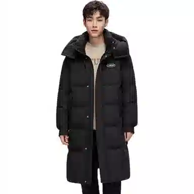 鸭鸭 拼色加厚长款休闲长袖羽绒服 男女同款