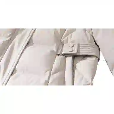 坦博尔 纯色长款过膝连帽大毛领羽绒服 女款