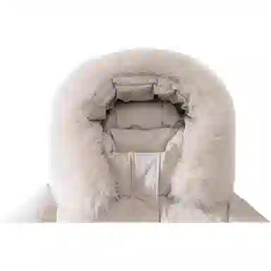 坦博尔 纯色长款过膝连帽大毛领羽绒服 女款