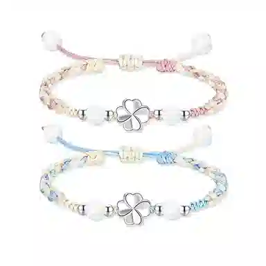 【999足银|四叶草】 凤祥囍事 老凤祥 森系小清新轻奢经典幸运草小众设计优雅百搭精致气质手工编织绳 大小可调节 纯银 手绳 男女同款情侣款