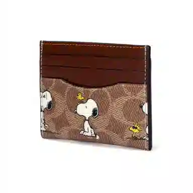 COACH x PEANUTS Slim Card Case Brown