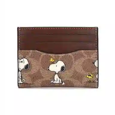 COACH x PEANUTS Slim Card Case Brown