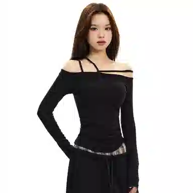 APEA Asymmetric Tie Shoulder Long Sleeve T-Shirt