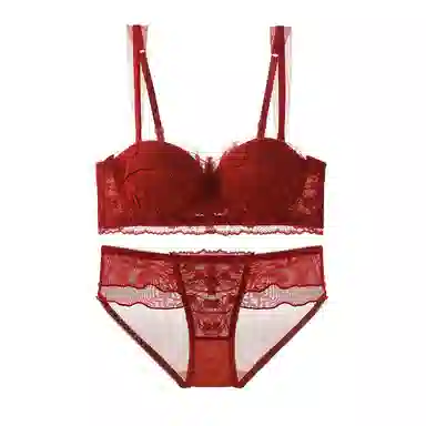 内在密码 低胸二分之一半杯小胸聚拢本命年显大蕾丝结婚新娘内衣裤套装 女款