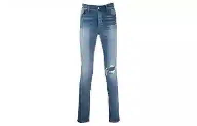 AMIRI FW21 Logo Rip Denim Pants Blue