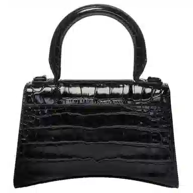 Balenciaga Hourglass Black Croc-Embossed Mini Bag