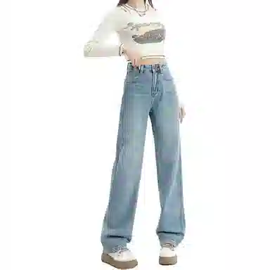 怪力萝莉 高腰宽松舒适牛仔裤 女款