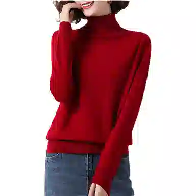 恒源祥 纯色高领修身休闲套头长袖毛衣 女款