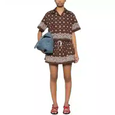 Miu Miu SS25 Printed Shirt Brown