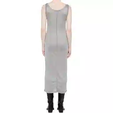 Miu Miu Letter Print Sleeveless Dress Gray