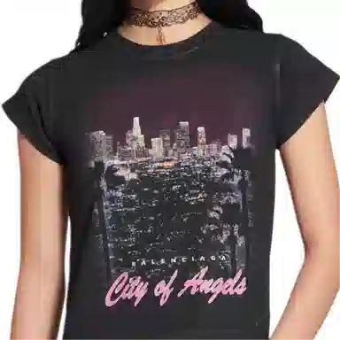 Balenciaga Stretch Knit Crewneck T-Shirt Black Slim Fit