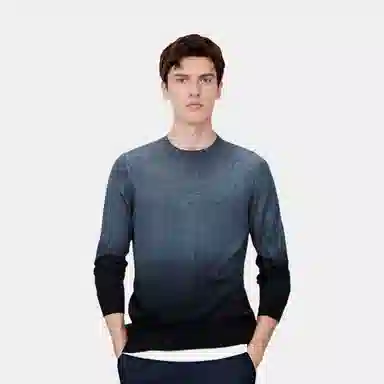 才子 圆领简约休闲渐变毛衣 男款