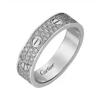 Cartier Love Full Diamond Ring 18K White Gold Wide