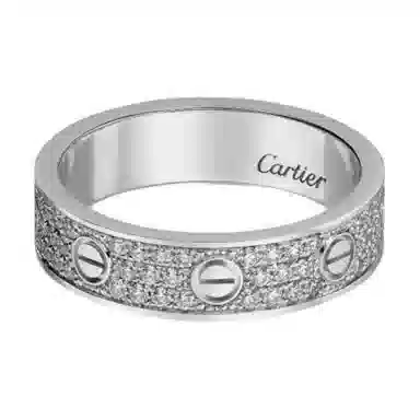 Cartier Love Full Diamond Ring 18K White Gold Wide