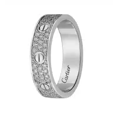 Cartier Love Full Diamond Ring 18K White Gold Wide