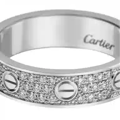 Cartier Love Full Diamond Ring 18K White Gold Wide