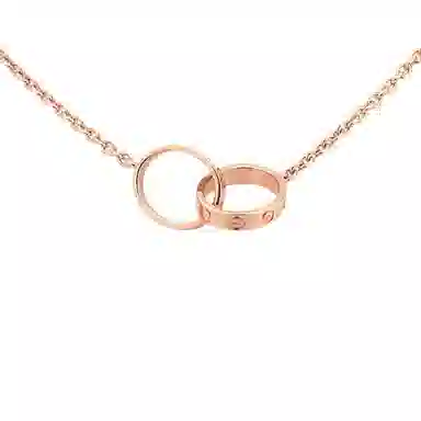 Cartier Love Double Ring Necklace 18k Rose Gold