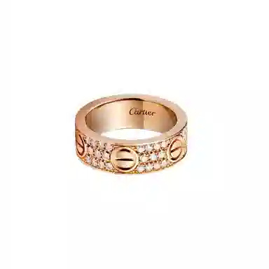 Cartier Love Ring 18K Rose Gold Full Diamond